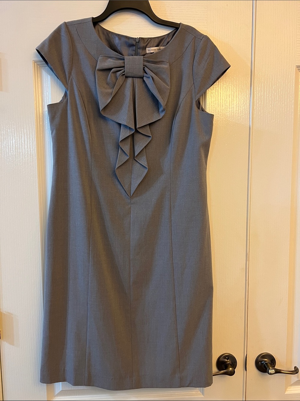 Sandra Darren Gray Bow-Front Midi Dress